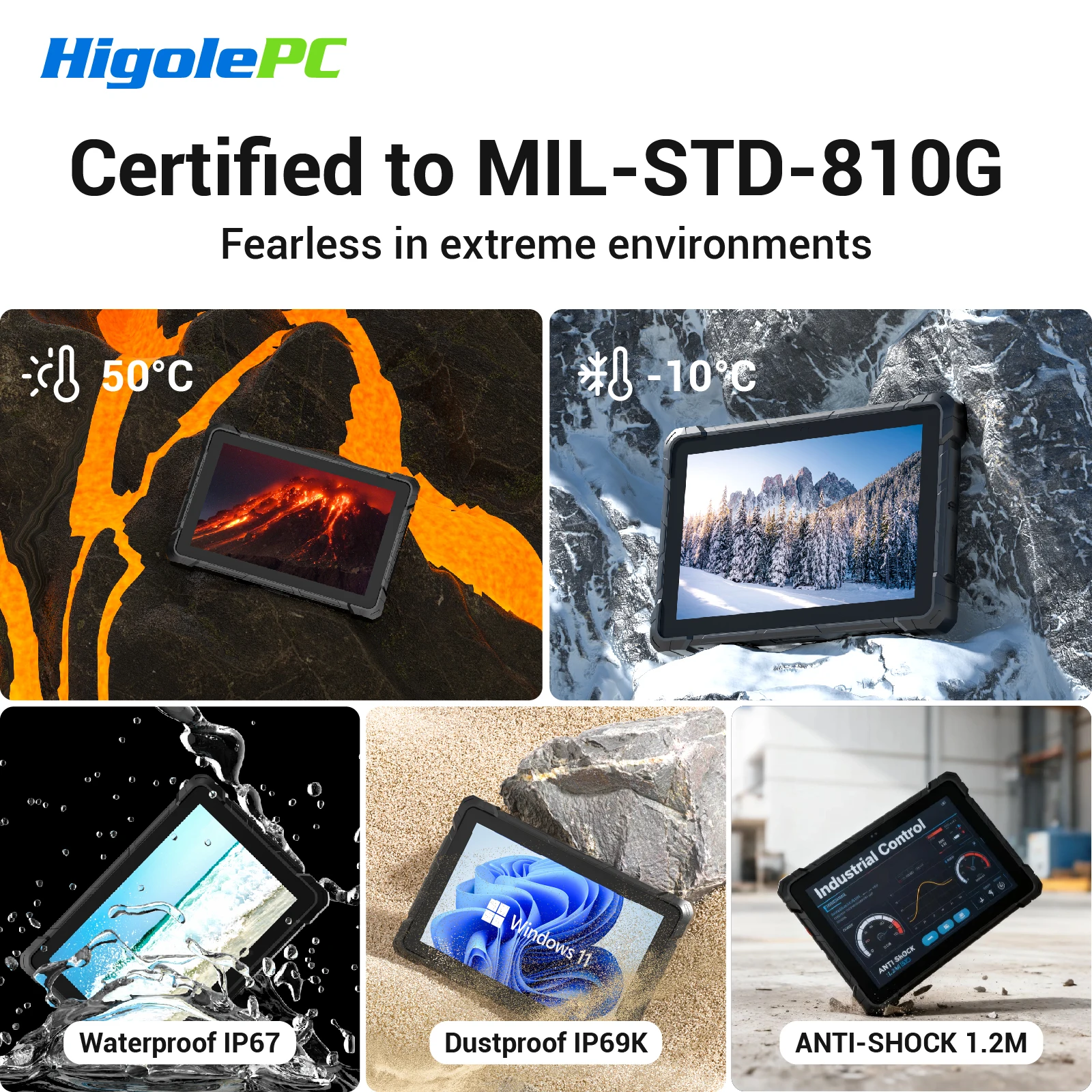 Higole F7N/F7G 10,1 "Tablet PC resistente sin ventilador Intel J4105 Windows 11 WiFi5 8G 128GB 8000mAh RS232 escáner Industrial IP67 Tablet - imagen 5