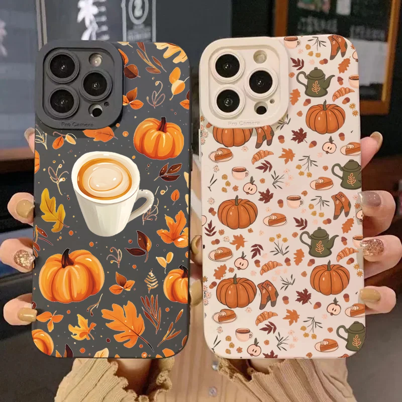 Funda de teléfono Coffer de calabaza de otoño para Xiaomi Redmi Note 14 13 12 11 Pro Plus 5G 12S 11S 10S Redmi 13C 14C 12 funda suave de silicona