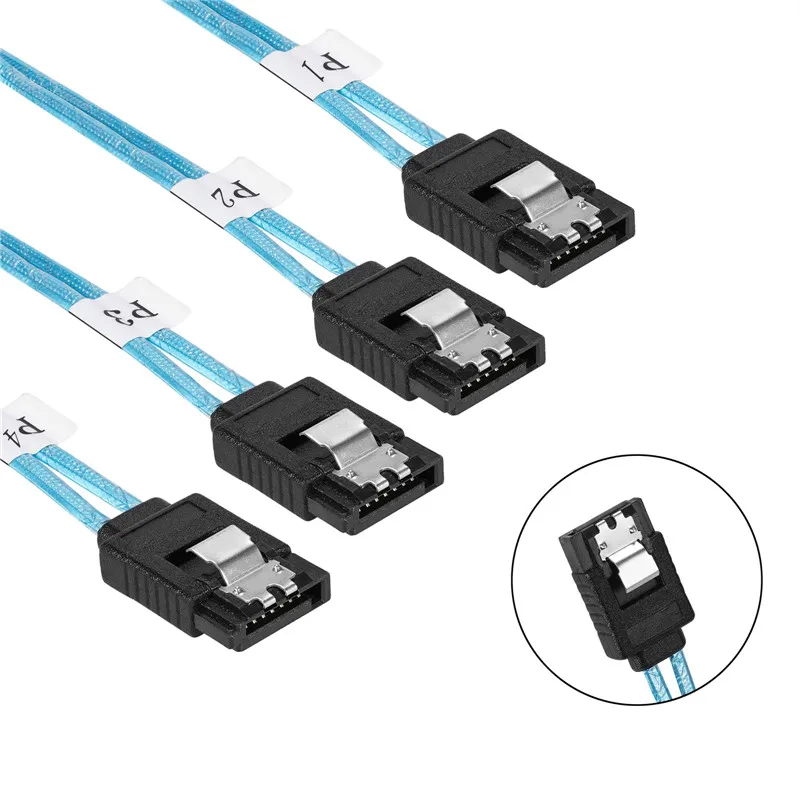 6 unids/set Cable Sata a Sata 4/6 puertos/juego de Cables de fecha Cable Sas de 7 pines Cable HDD de 6Gbps para minería de servidor - imagen 3