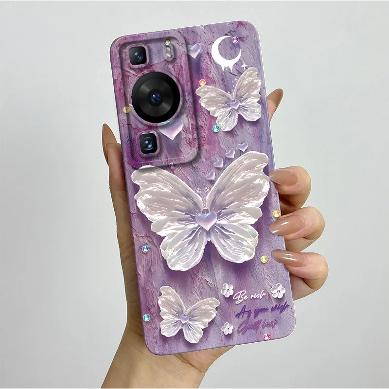 Para Huawei P60 P60 Pro P60 Funda artística bonita mariposa flores silicona líquida cubierta trasera duradera para HuaweiP60 P60Pro Coque Funda - imagen 5