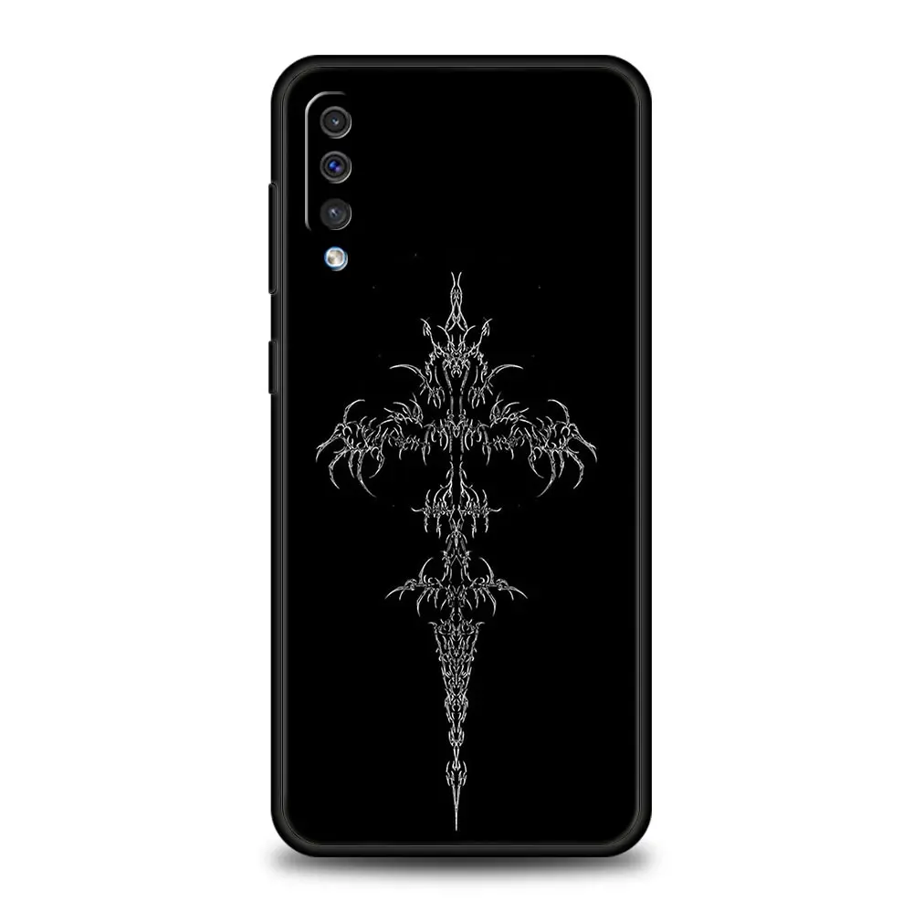 Funda de teléfono para Samsung A56 A36 A26 A54 A52 A24 A14 A50 A70 A40 A06 A12 A22 A34 A42 A32 5G A04s A16 cubierta Cyber Sigil línea cruzada - imagen 3