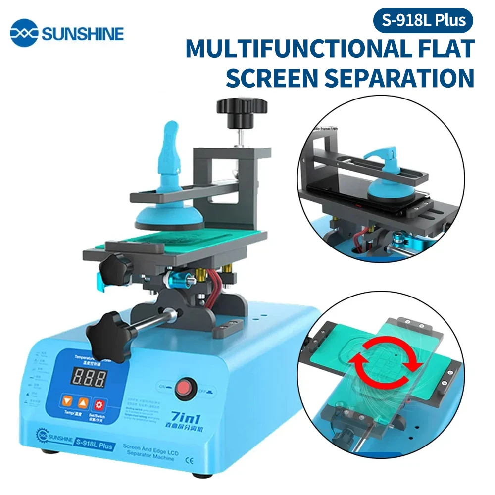 SUNSHINE S-918L Pro Plus 360 ° Abrazadera separadora de pantalla calentada giratoria para reparación de pantalla de teléfono móvil herramienta separadora calentada fija