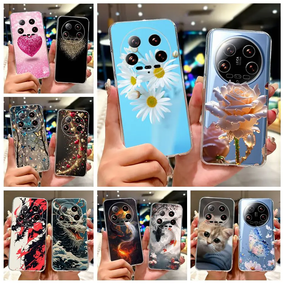 Para Xiaomi 14 Ultra funda Mi 13 Ultra coloridas flores pintadas funda suave y delgada para teléfono Xiaomi Mi 14 Ultra Mi 13Ultra Shell