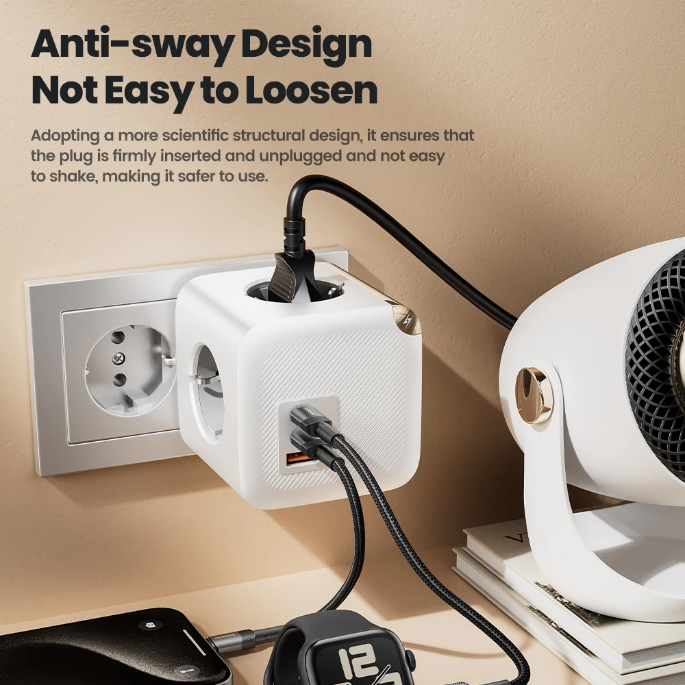 Toocki-cargador GaN PD de 33W, cargador rápido tipo C, toma de pared con tomas de corriente de 4000W CA, soporte de regleta, carga rápida PPS para iPhone - imagen 3