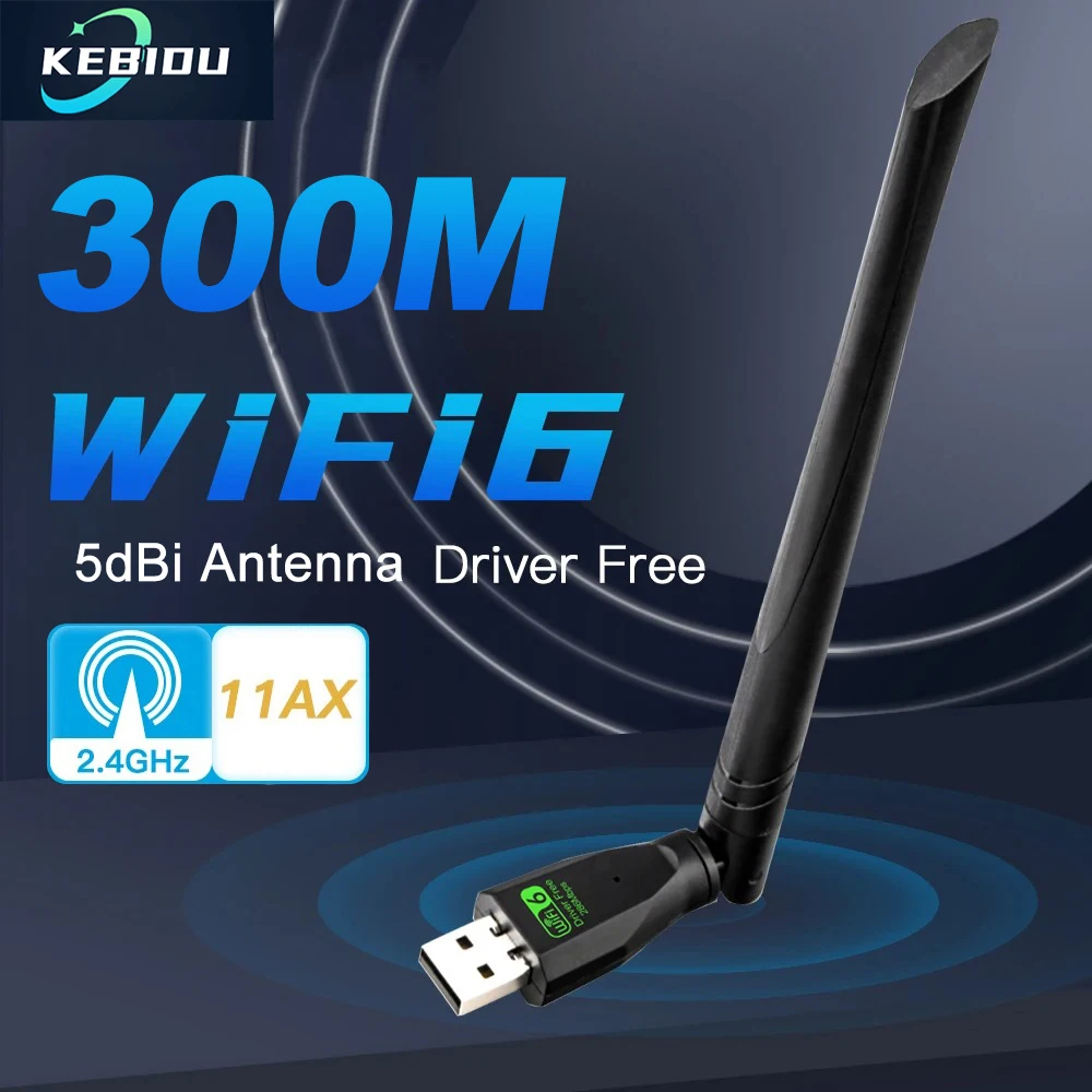 Adaptador USB WIFI 6 AX286, Dongle de tarjeta de red 2,4 GHz 802.11AX, recepción de señal de antena para PC, portátil, Windows 10 11, controlador gratis