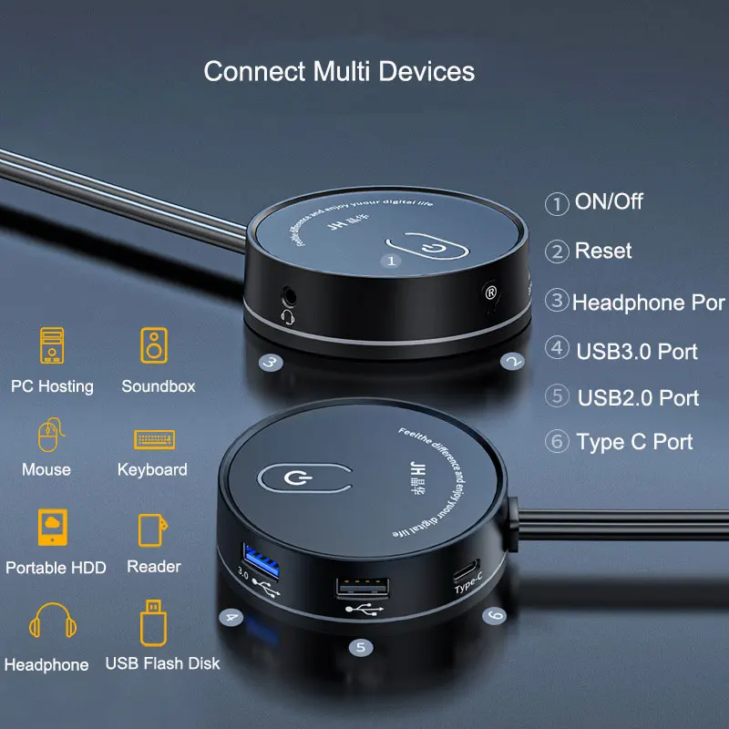 Jinghua-Interruptor de escritorio para ordenador, botón de extensión de alimentación externa, USB 3,0, Universal, para el hogar - imagen 3