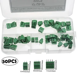 50 Uds conexiones eficientes con KF128 2,54mm 2P/3P/4P Kit de caja de terminales de tornillo de montaje PCB