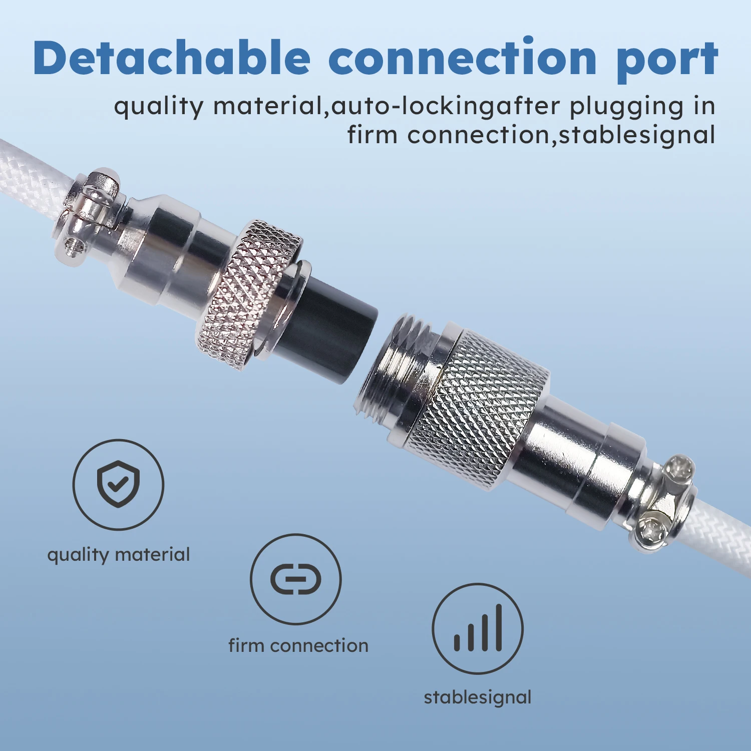 Cable de aviador para teclado mecánico de 59 pulgadas, USB A a TYPE-C, Cable trenzado de Color blanco y negro, Cable USB A en espiral personalizado - imagen 4