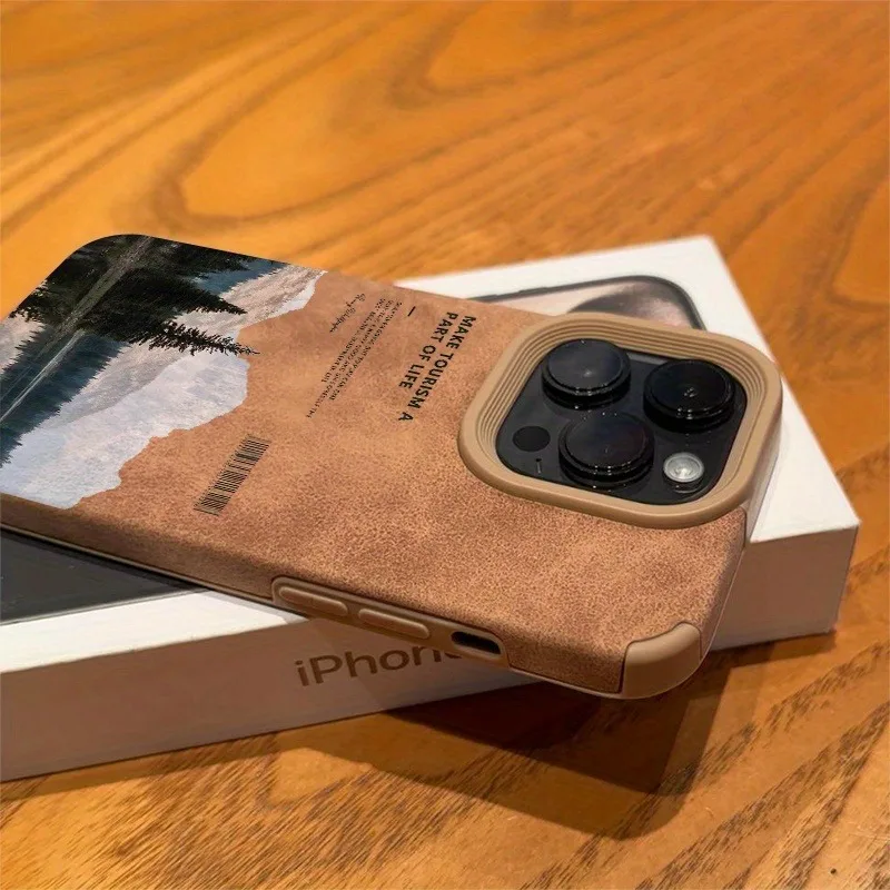 Para iPhone 17 16 Pro Max 15 14 13 12 11 Funda con motivo de montaña y paisaje de lago para iPhone XS Max XR X 16 Plus Funda de piel sintética - imagen 5