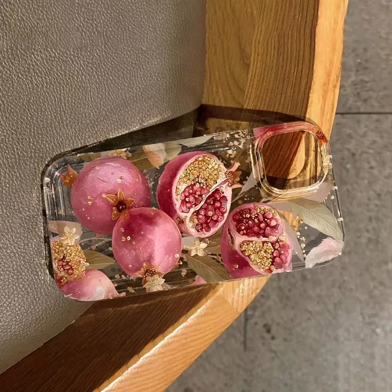 Funda de teléfono con diseño de Granada roja para Xiaomi Redmi Note 13 Pro 4G 5G 13Pro Plus 12 11 10 12C 13C 4G, funda transparente de TPU suave - imagen 3