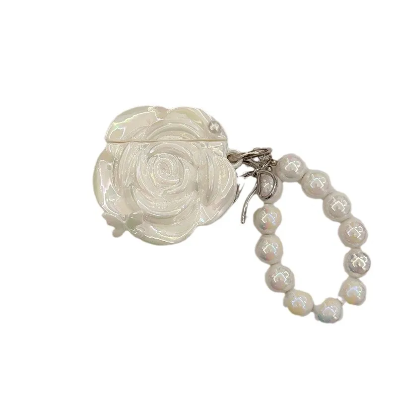 Bonita funda de flor de Camelia colorida con láser para Apple AirPods 1/2/3, funda blanca suave para auriculares para Airpods Pro 2, caja para auriculares - imagen 5