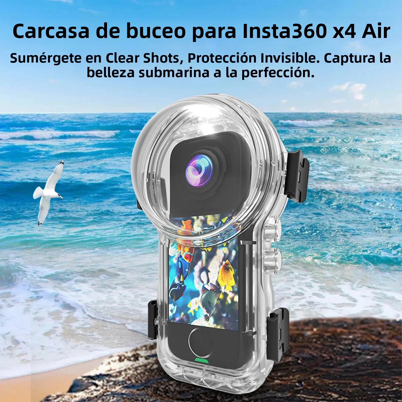 Funda de buceo Invisible para Insta360 X4 Air Magntic, cubierta de carcasa impermeable de liberación rápida, accesorios de carcasa de buceo subacuática de 50M - imagen 2