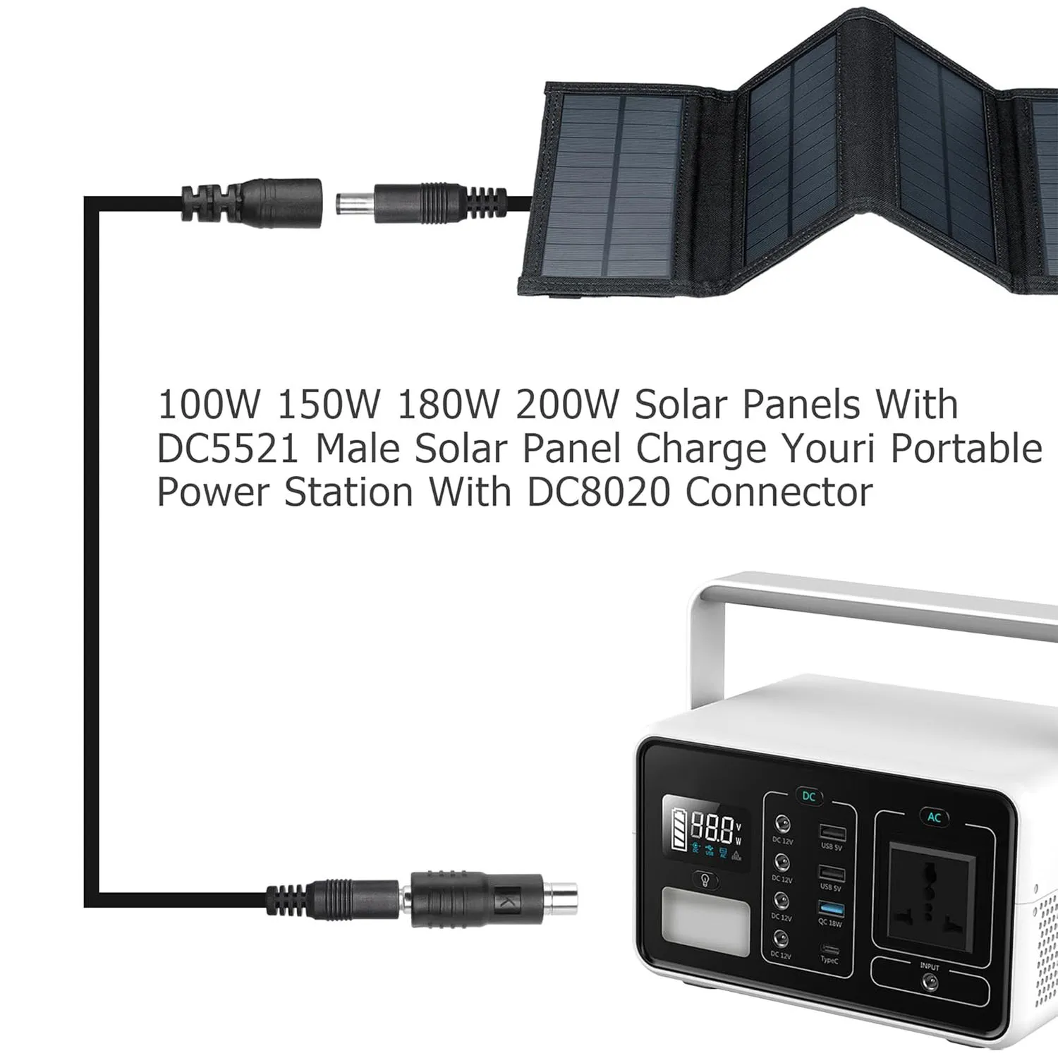 2 uds DC 5,5mm x 2,1mm hembra a DC 8020 adaptador de conector macho para Panel Solar Jackery RV estación de energía portátil generador Solar - imagen 3