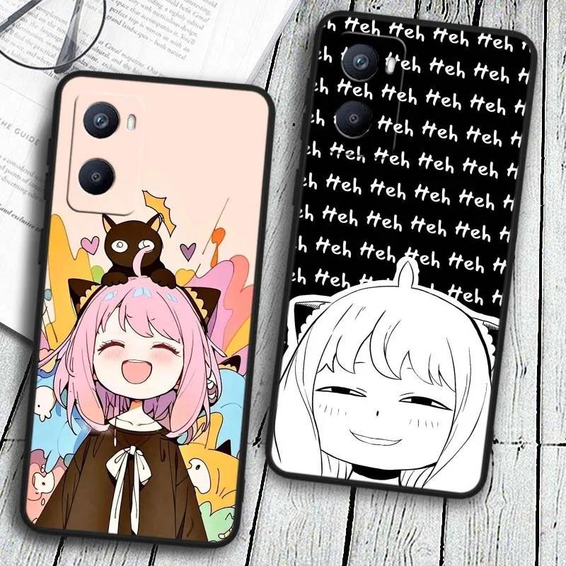 Funda de Anime Anya Forger para OPPO A98 A96 A94 A78 A18 A74 A72 A57 A16 A53 Find X5 X3 Pro Lite funda de teléfono negra - imagen 2