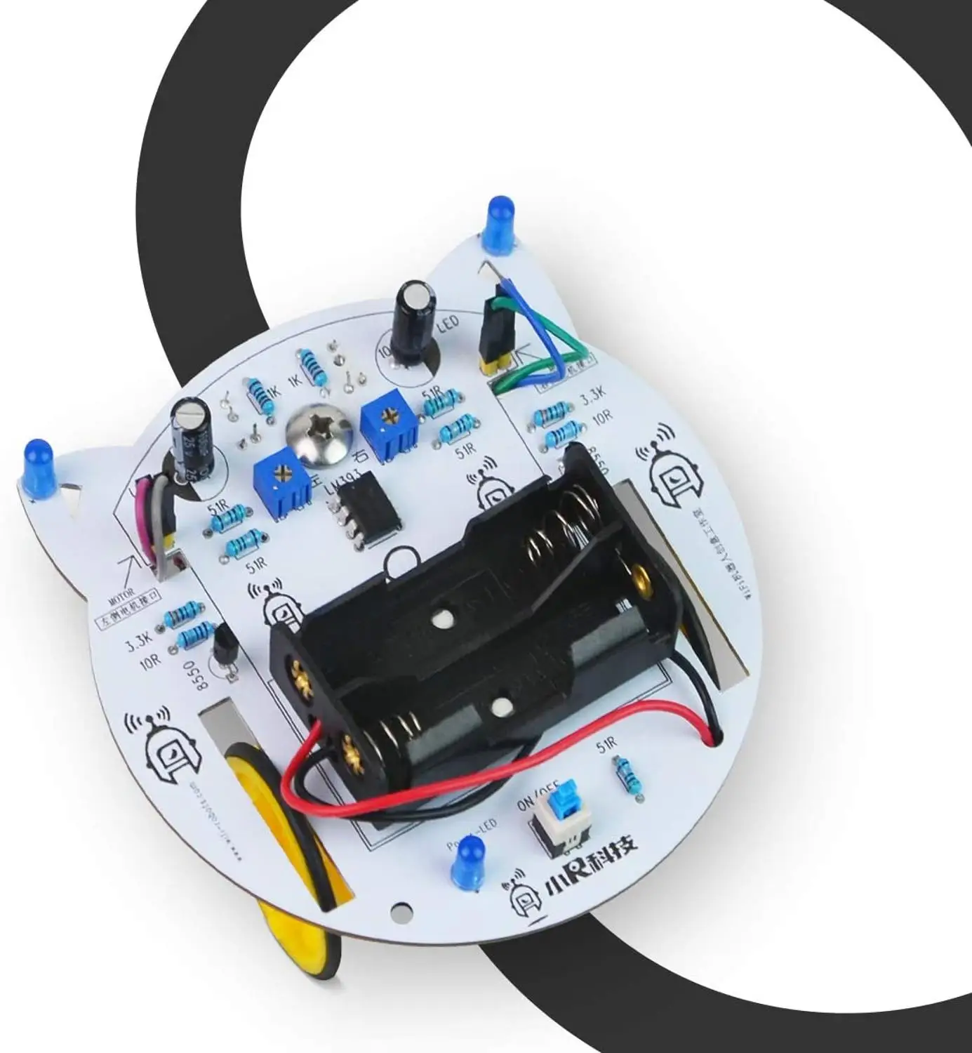 Kit de coche robot de soldadura XiaoR Geek con módulo de seguimiento de línea, kit de vástago básico para aprender soldadura eléctrica con chip LM393