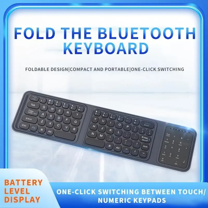 Teclado inalámbrico triple JOMAA con panel táctil teclado numérico Bluetooth teclado plegable para iPad teléfono portátil clic deslizante - imagen 2