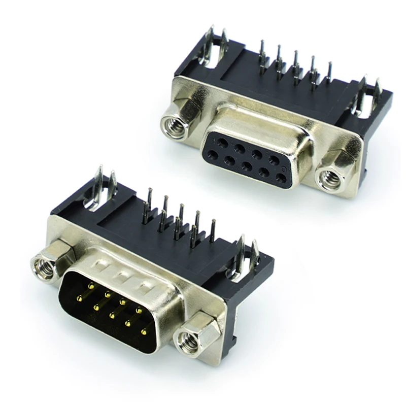 2-10 Uds DB9 hembra macho PCB montaje d-sub 9 pines PCB conector RS232 aguja doblada de 90 grados DR9 - imagen 2