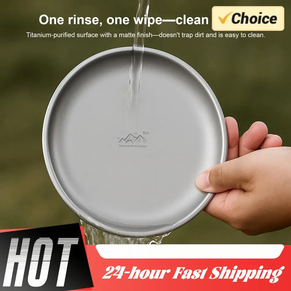 Plato de titanio portátil para viaje, platos para cenar ensalada y Pasta, platos para acampar, bandeja de comida para el hogar, vajilla para senderismo y mochilero, 1/3 Uds. - imagen 5