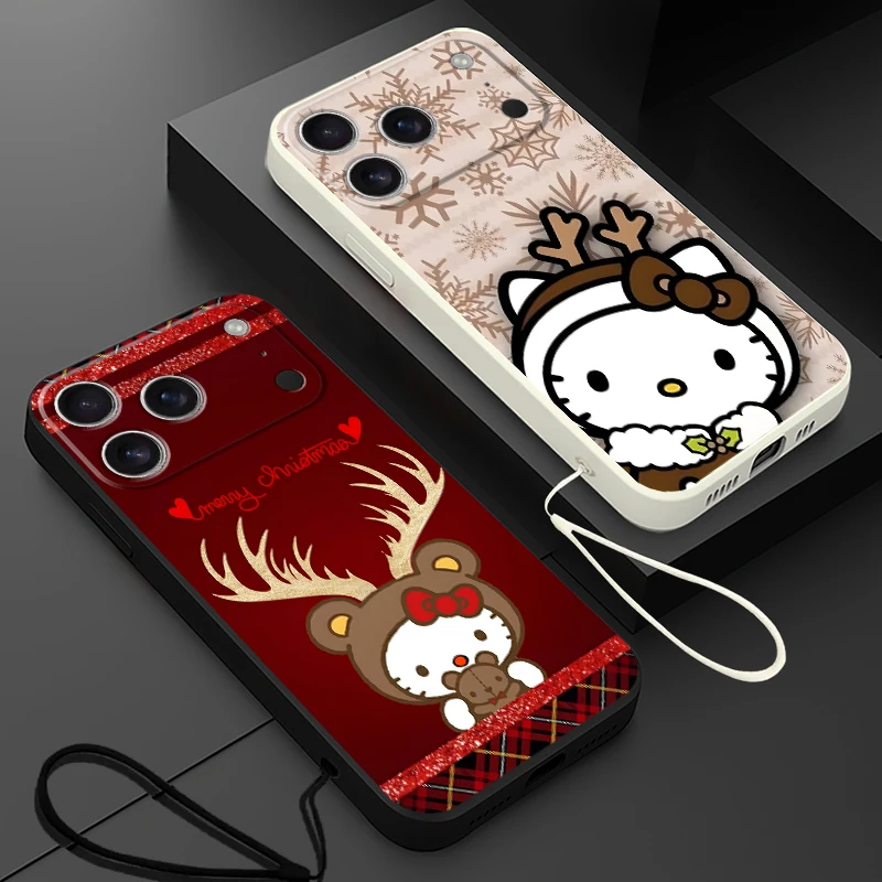 Funda suave navideña con personaje bonito para iPhone 17 Air 16 14 15 Plus 7 8 XR 16e 11 12 13 Pro Max XS