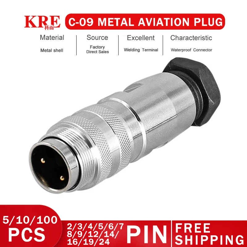 Conector Circular resistente al agua, conector macho de protección de Metal, 5/10 piezas, lP67, M16, C091, 2, 3, 4, 5, 6, 7, 8, 12, 14, 16 Pines, enchufe de aviación