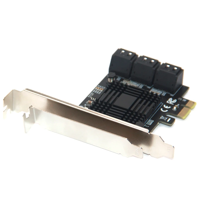Tarjeta de expansión sin raid, adaptador SATA PCI-E de 6 puertos PCIe Gen3 X1, soporte de perfil bajo para controlador Chi a Mining de 6Gbps SATA3.0 III - imagen 3