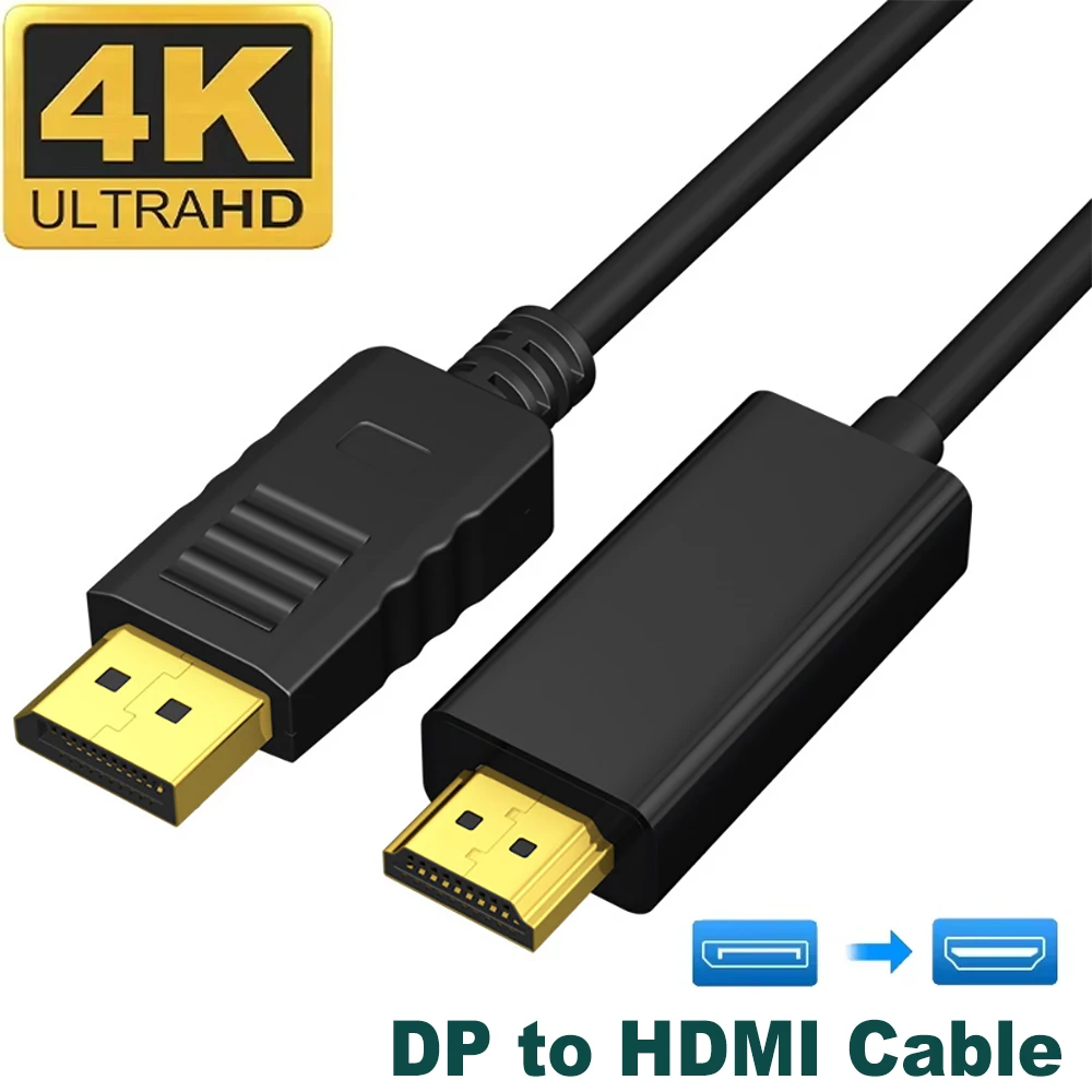 Cable 4K DisplayPort a HDMI, adaptador DP a HD, Cable de Audio y vídeo DisplayPort de 1,8 m para PC, portátil, Monitor de proyector HDTV
