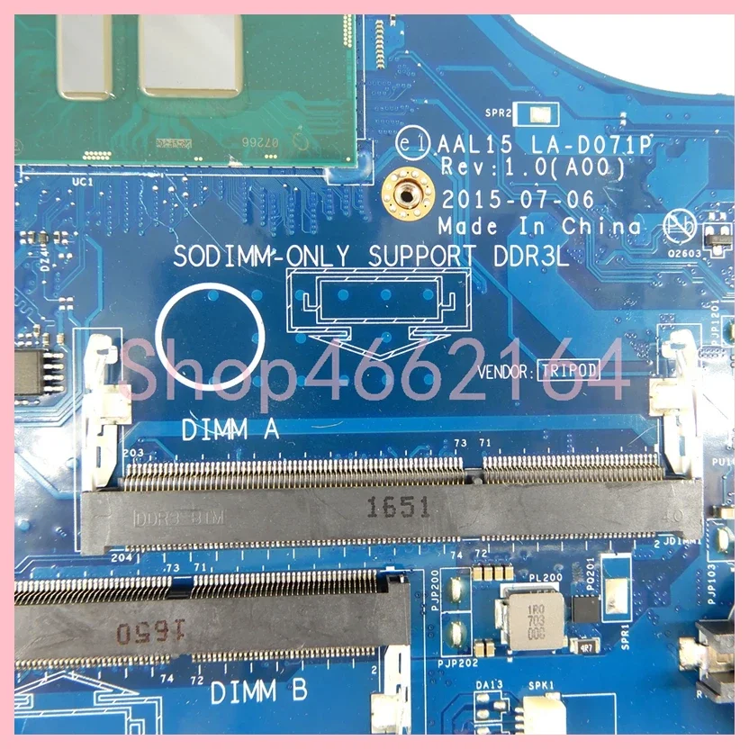 LA-D071P con i3/i5/i7-6th Gen CPU placa base para portátil Dell Inspiron 5559 5759 5459 3559 placa base para ordenador portátil 100% probado OK - imagen 4