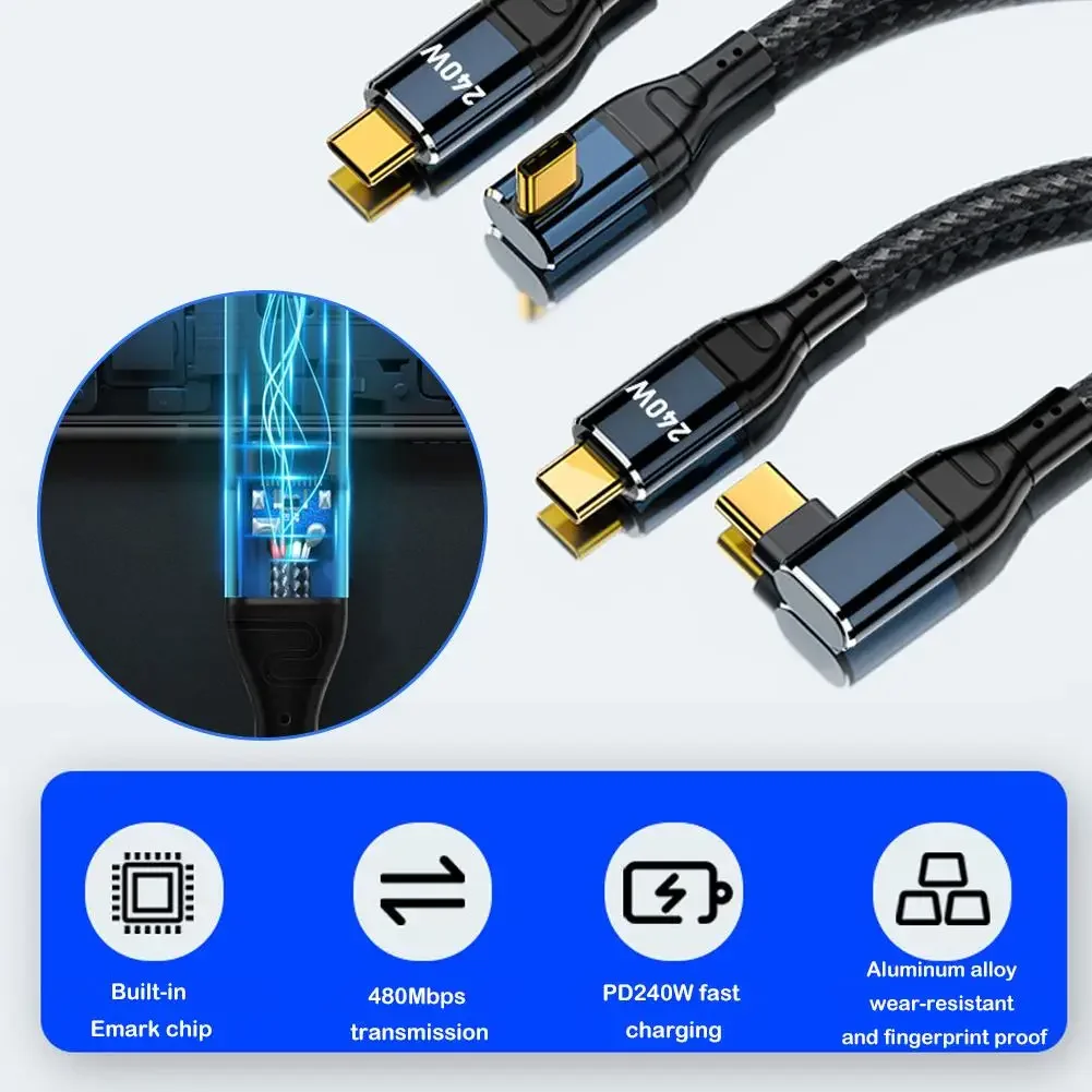 Cable cargador tipo C a USB C para MacBook Pro, Cable de datos de carga rápida, 5A, 240W, PD 3,1, 140W, 100W, QC4.0, Samsung y Huawei - imagen 4