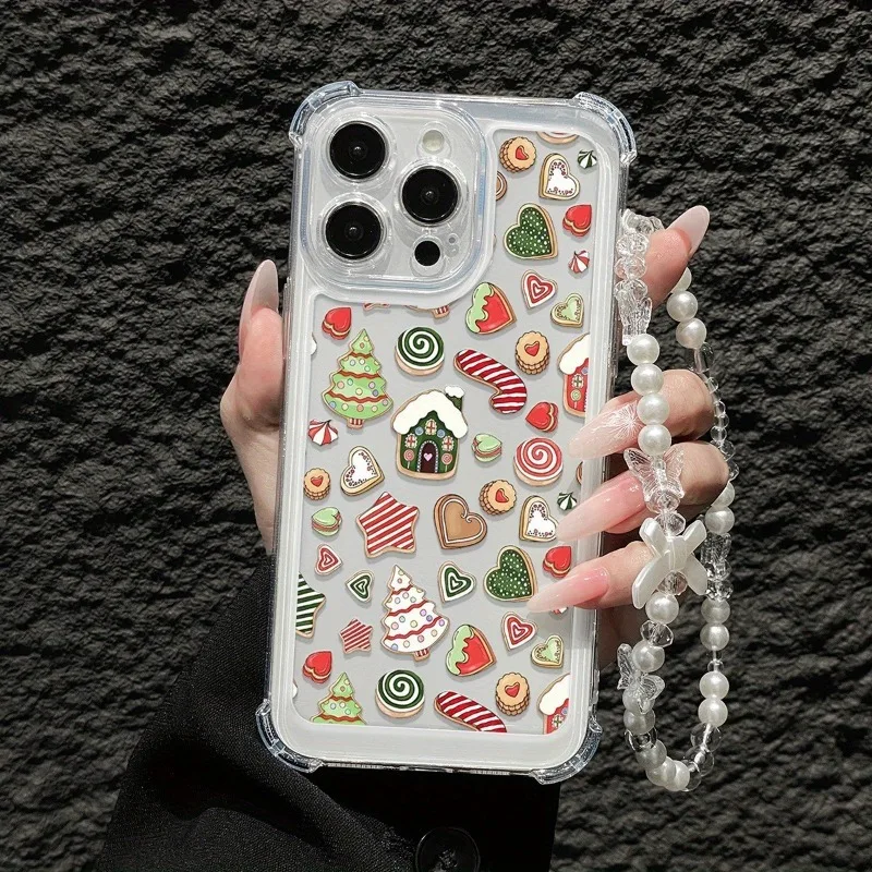 Funda de teléfono transparente con regalo de Navidad de Año Nuevo para iPhone 17 Air 16 15 14 13 12 11 Pro Max 7 8 16 Plus, funda suave con cordón para la muñeca - imagen 3