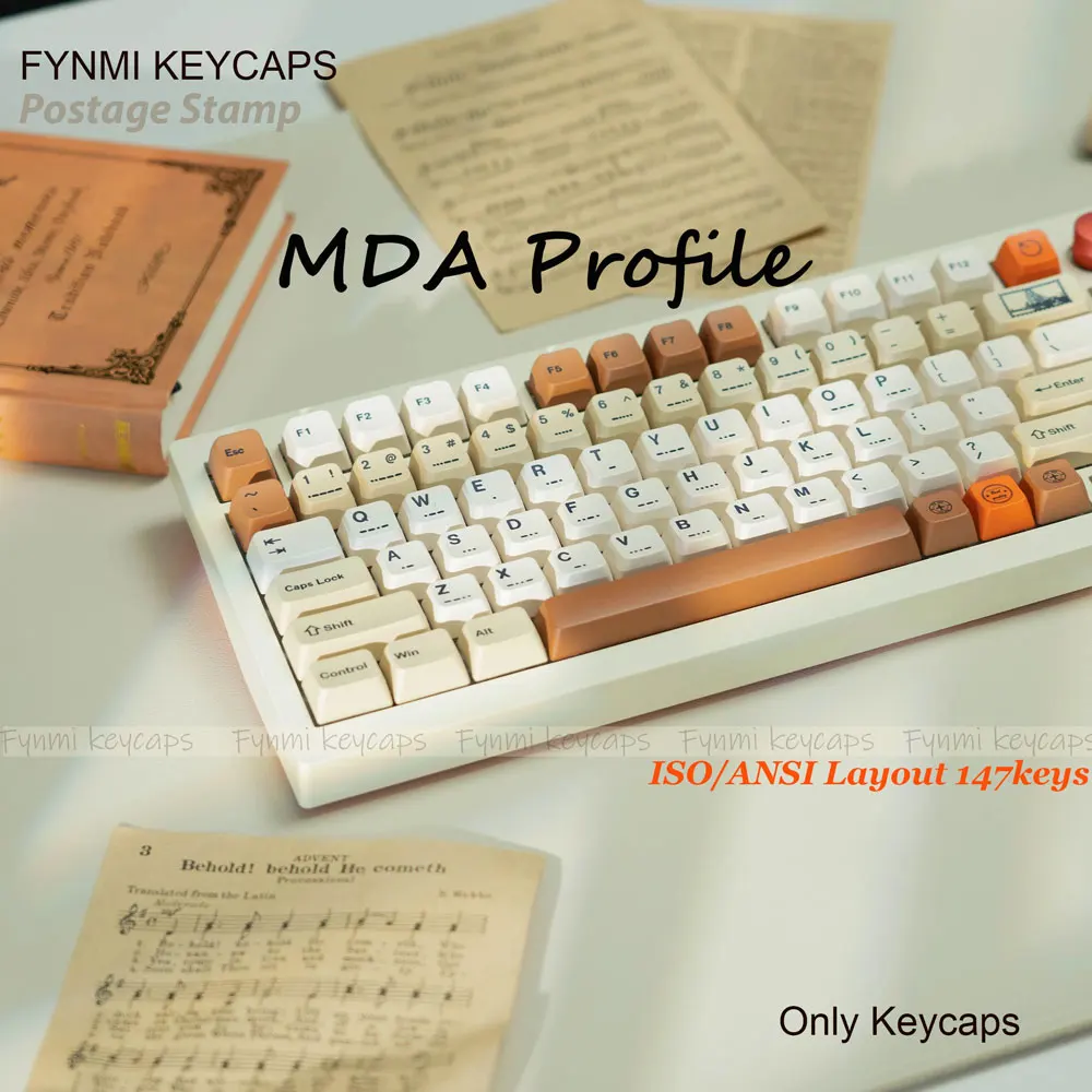 Sello postal clásico ISO/ANSI 147 teclas perfil MDA teclas de sublimación de tinte PBT para teclado de 61/68/71/75/87/98/104 teclas - imagen 3