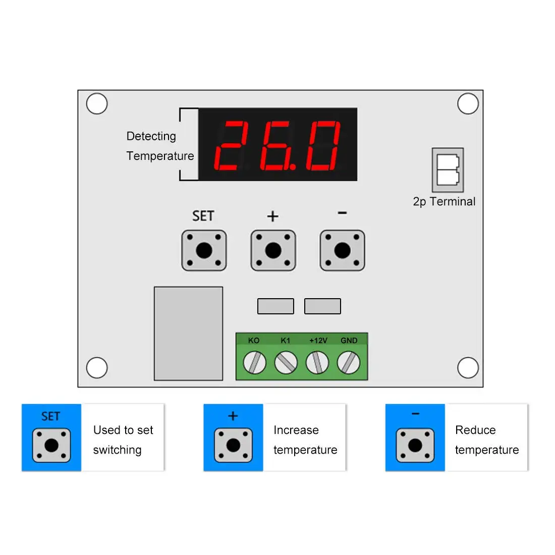 W1209 DC 12V termostato Digital frío y calor controlador de temperatura termostato en miniatura Panel de interruptor de Control de temperatura - imagen 4