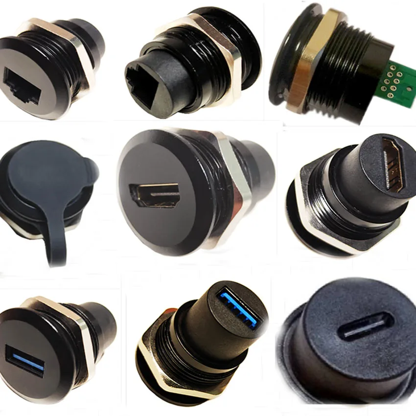 Lshitech-enchufe de aviación IP65 M20, adaptador de datos de soldadura, USB 3,0, 1.5A, conector USB, chasis, Panel grueso, receptores - imagen 3