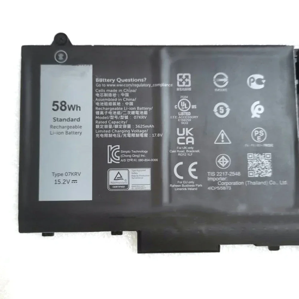 Batería genuina para ordenador portátil 07KRV 15,2 V 58Wh para Dell Latitude 5330 5430 5530 Precision 3570 Series - imagen 2