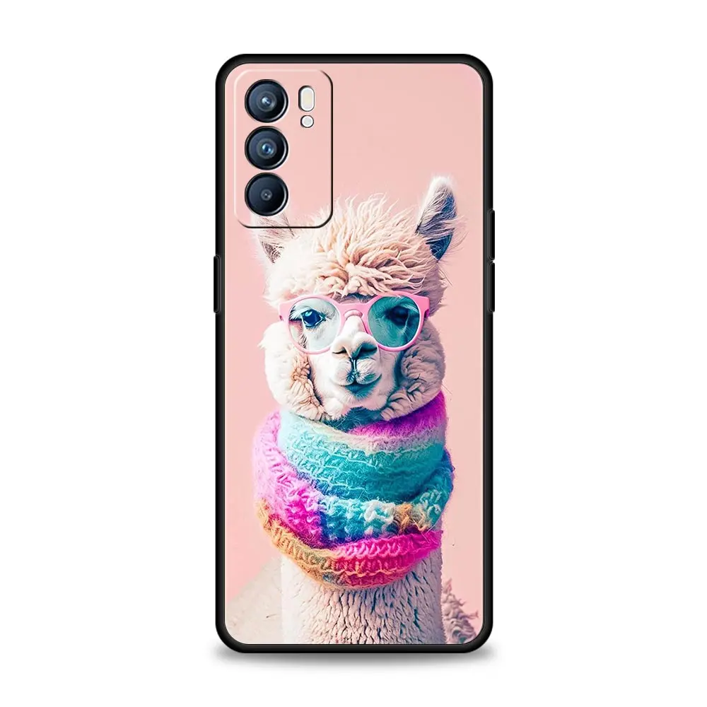 Funda de teléfono Kawaii Alpaca lovely para Oppo Reno8 Reno7 Reno6 Pro A54 5G Find X6 X5 A53 A52 A9 A15 A95 A17 A16 A76 A57 A31 - imagen 2