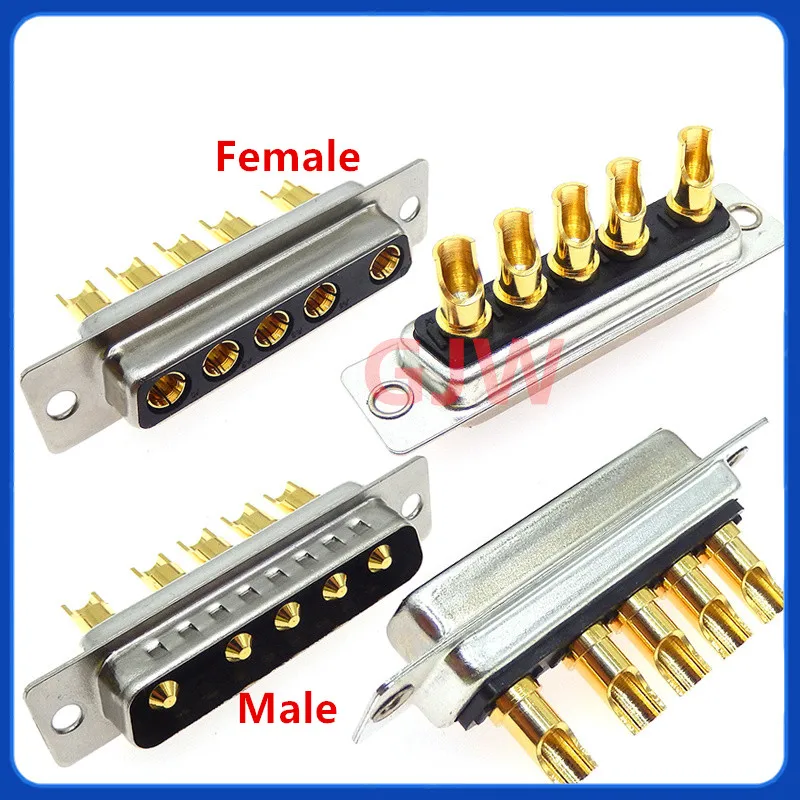 1 Uds 5W5 30A conector de alta corriente macho hembra chapado en oro adaptador de D-SUB tipo de soldadura enchufe de 5 pines soldadura de alta potencia DB