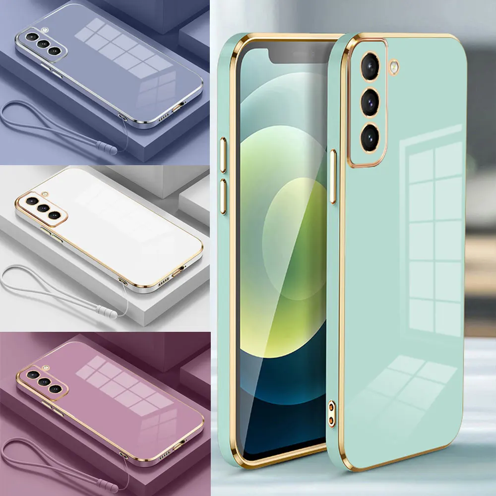 Para Samsung Galaxy S23 S22 S21 S20 S22 + 23 S21 Ultra S10 Plus S20 FE S22Ultra S23Ultra S21FE funda de teléfono de lujo chapado 6D