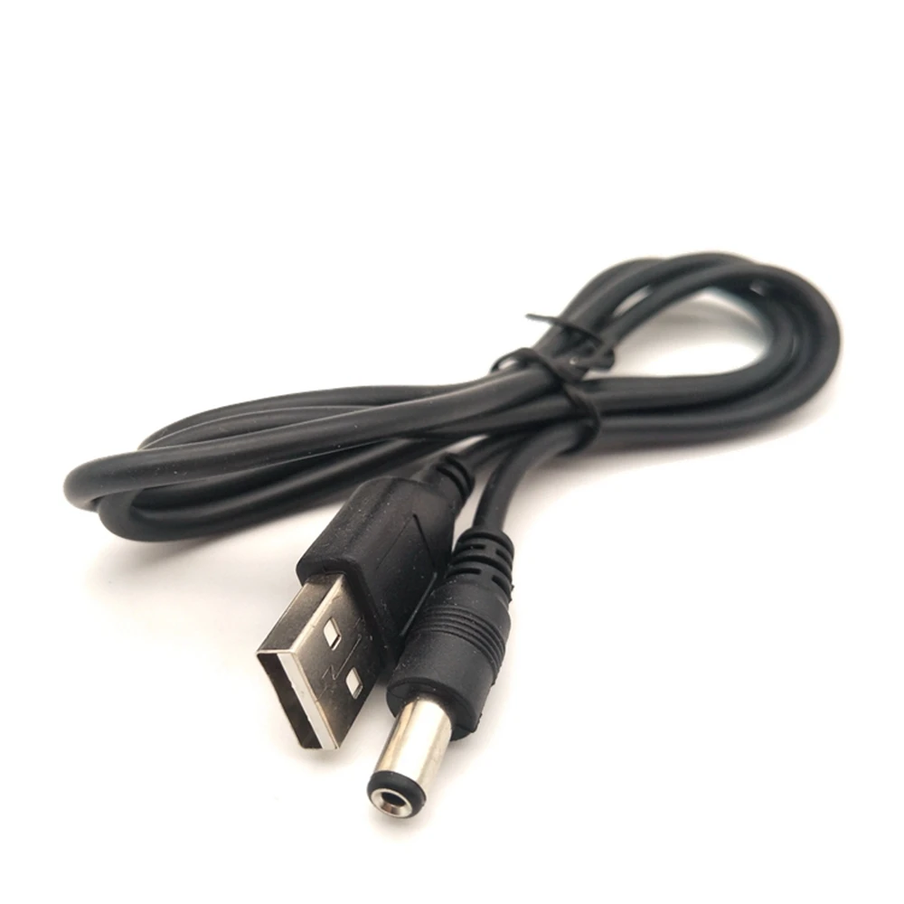 Puerto USB negro 5V 5,5*2,1mm DC barril enchufe del cable de alimentación, adecuado para pequeños dispositivos electrónicos con un cable de extensión USB de 1m - imagen 2