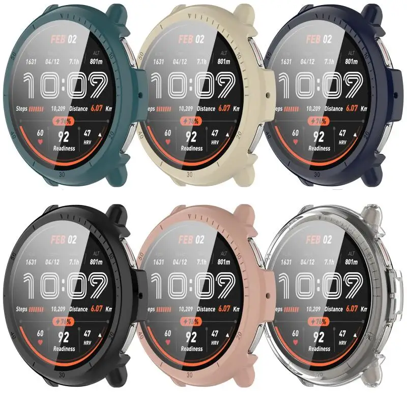 Correa de bucle magnético de silicona + funda de cristal para Amazfit Active 2, pulsera de repuesto para Amazfit Active 2, funda rígida protectora de pantalla - imagen 3