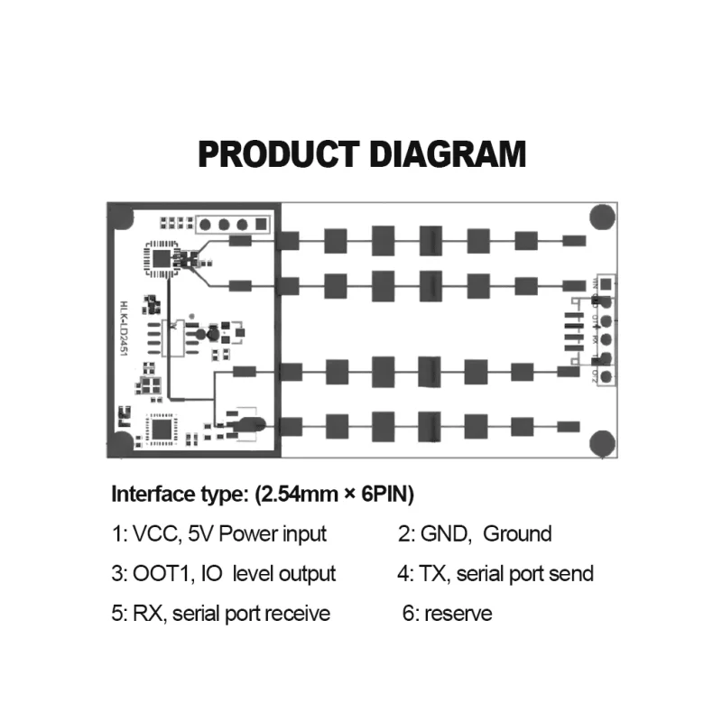 HLK-LD2451 24Ghz vehículo de carretera Sensor de detección de estado de coche módulo de velocidad de rango Radar de onda milimétrica punto ciego LD2451 kit de prueba - imagen 5