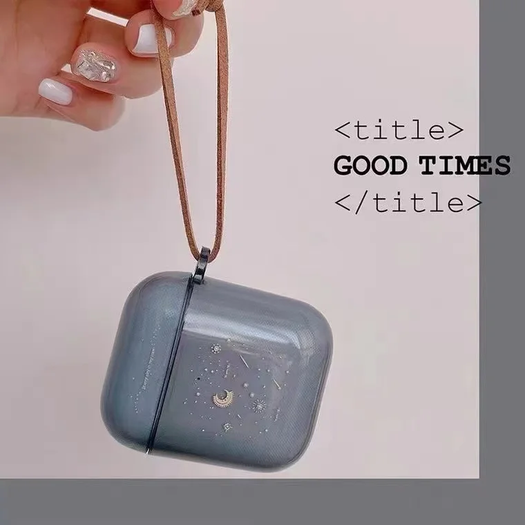 Fundas para auriculares con diseño de estrella y luna para Apple AirPods 1/ 2/ 3/ Pro, funda protectora, accesorios para auriculares, caja protectora, 1 ud. - imagen 5