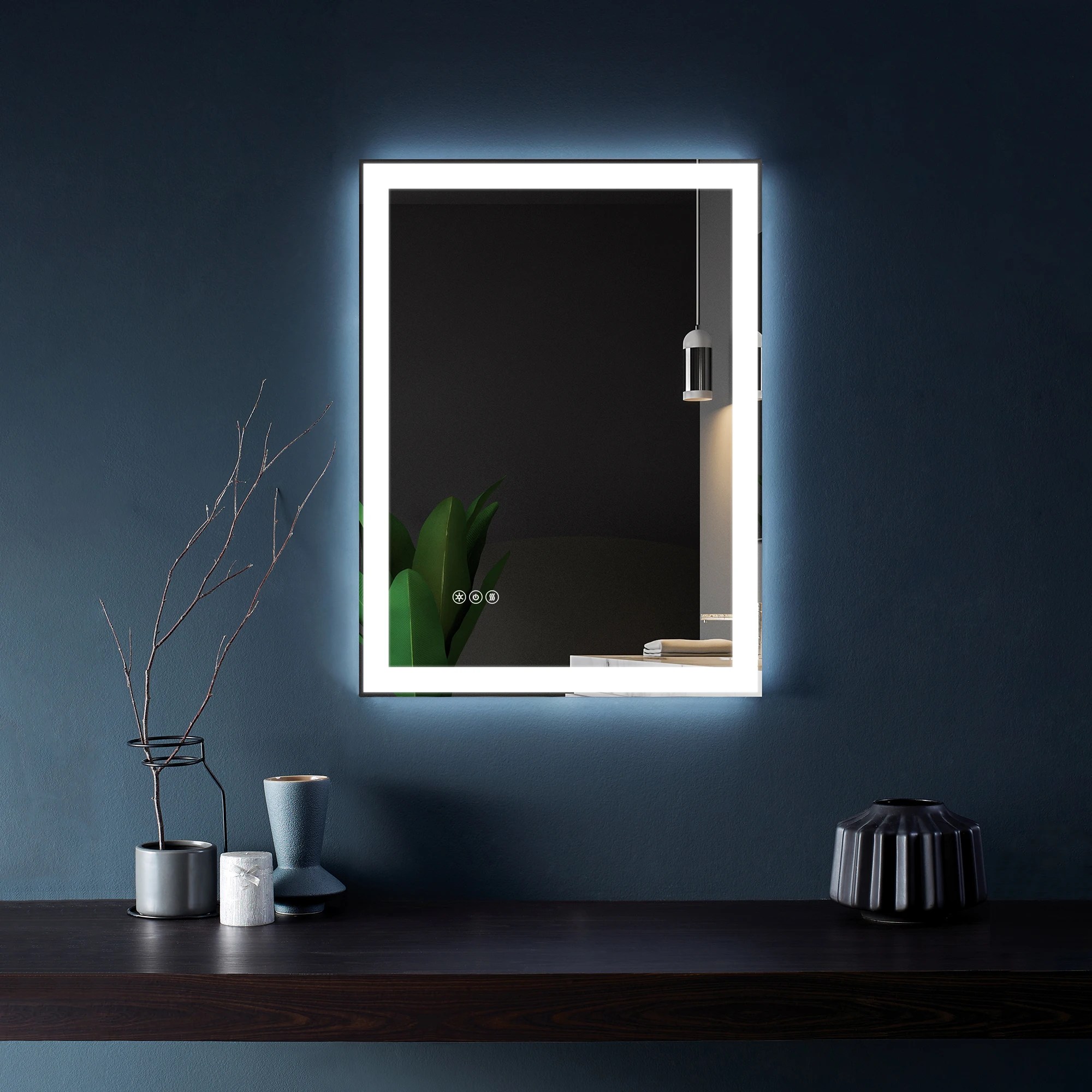 Espejo antiniebla elegante del espejo LED del cuarto de baño del nuevo diseño con el interruptor táctil del botón - imagen 2