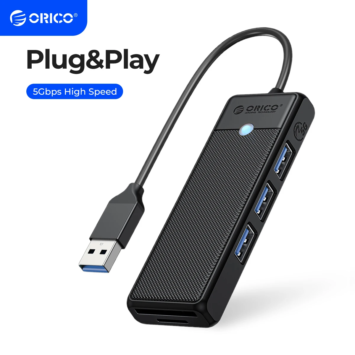 ORICO-Adaptador USB 3,0, extensor de Puerto SD/TF, lector de tarjetas PD100w, puerto de carga Compatible con PC, portátil, Hub DE 5Gbps