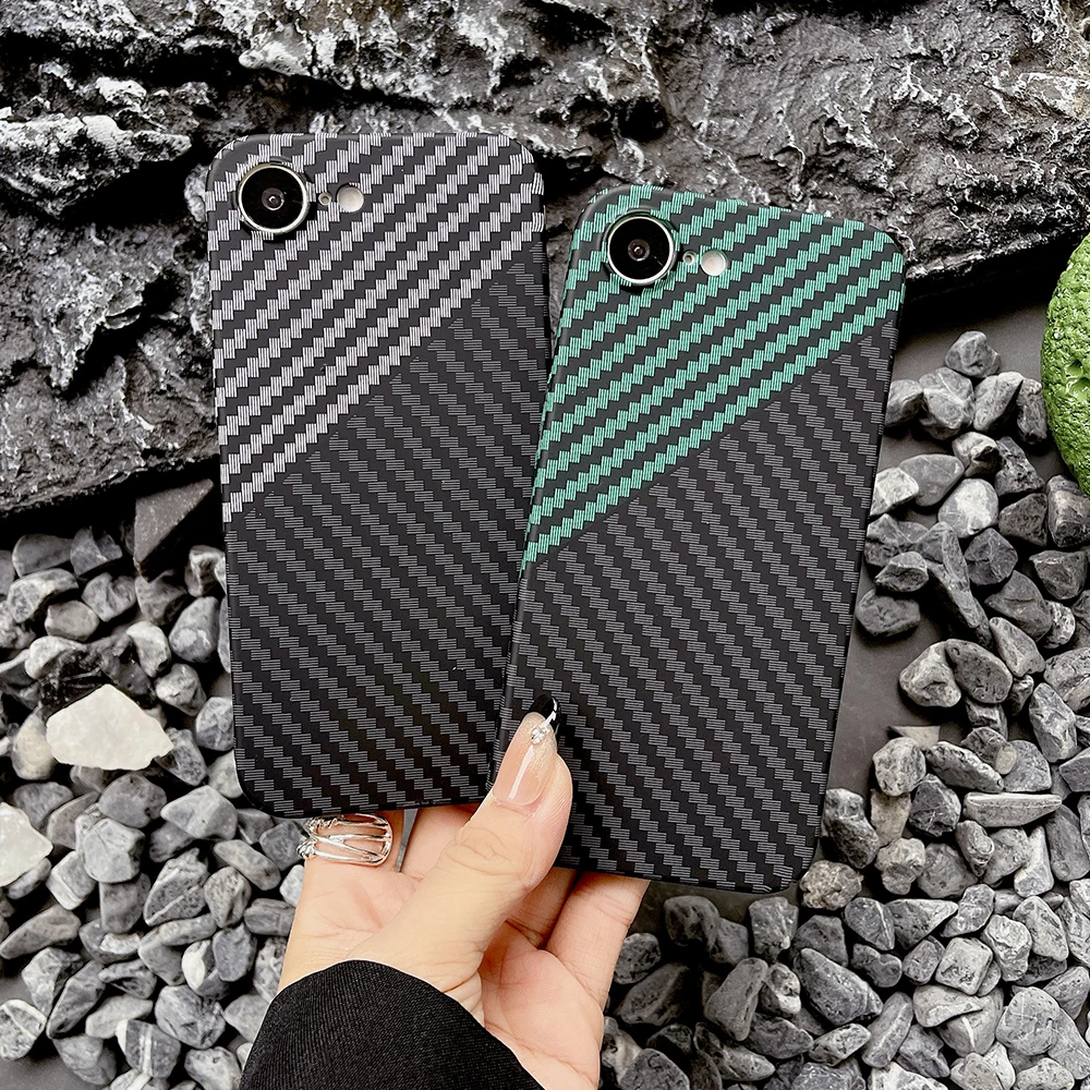 Funda para iPhone 16E PC con textura de fibra de carbono, funda dura mate para iPhone 16E, parachoques ultrafino a prueba de golpes