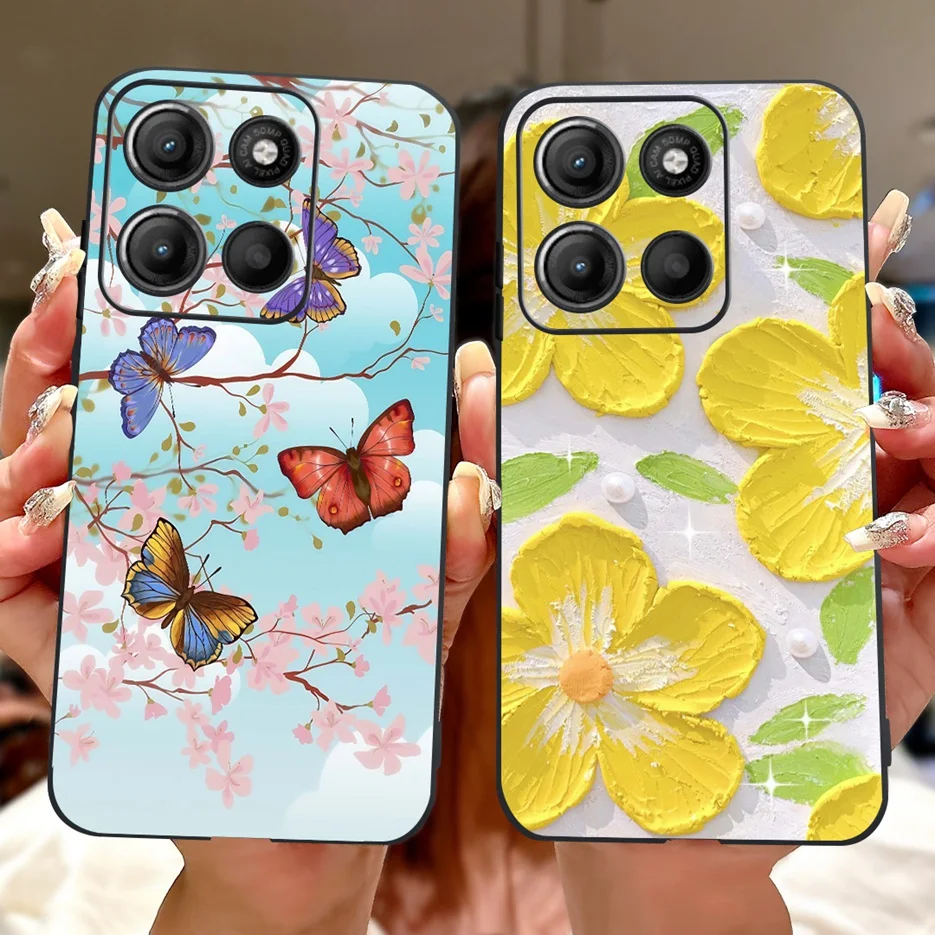 Para Motorola Moto G75 funda XT2437-2 funda pintada con flores coloridas funda de silicona suave para Motorola G15 G 75 MotoG15 MotoG75 Shell - imagen 5