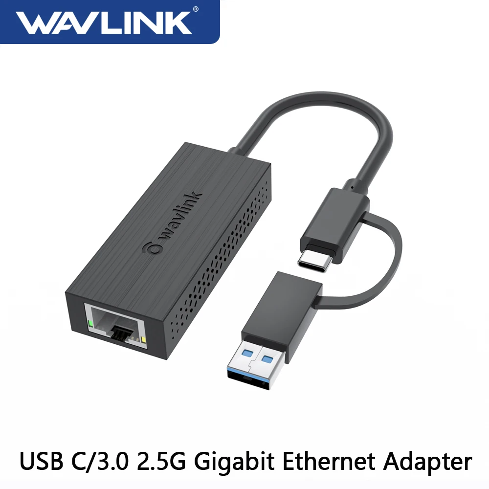 Wavlink 2500Mbps USB C 2,5G adaptador Ethernet Gigabit externo tipo C a RJ45 convertidor Ethernet Lan adaptador Hub 10/100/1000Mbps