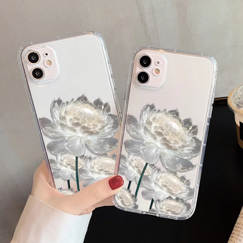 Funda de teléfono de loto de silicona para iPhone 17 16 Pro Max 11 13 14 15 12 Air XR X Xs 7 8 Plus SE 17promax Funda transparente a prueba de golpes - imagen 2