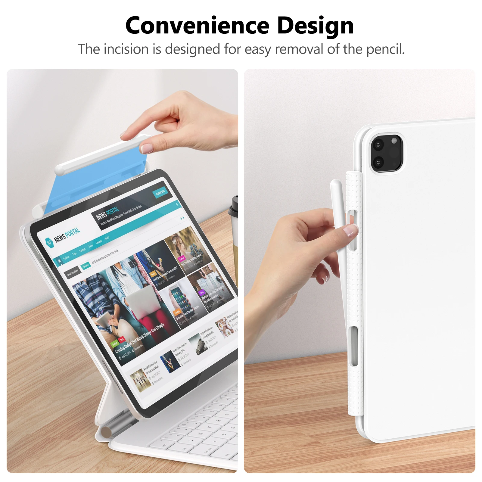 Folio de teclado mágico inteligente para Apple y GOOJODOQ, teclado mágico, Folio inteligente magnético para Apple Pencil 1, 2 soportes - imagen 3