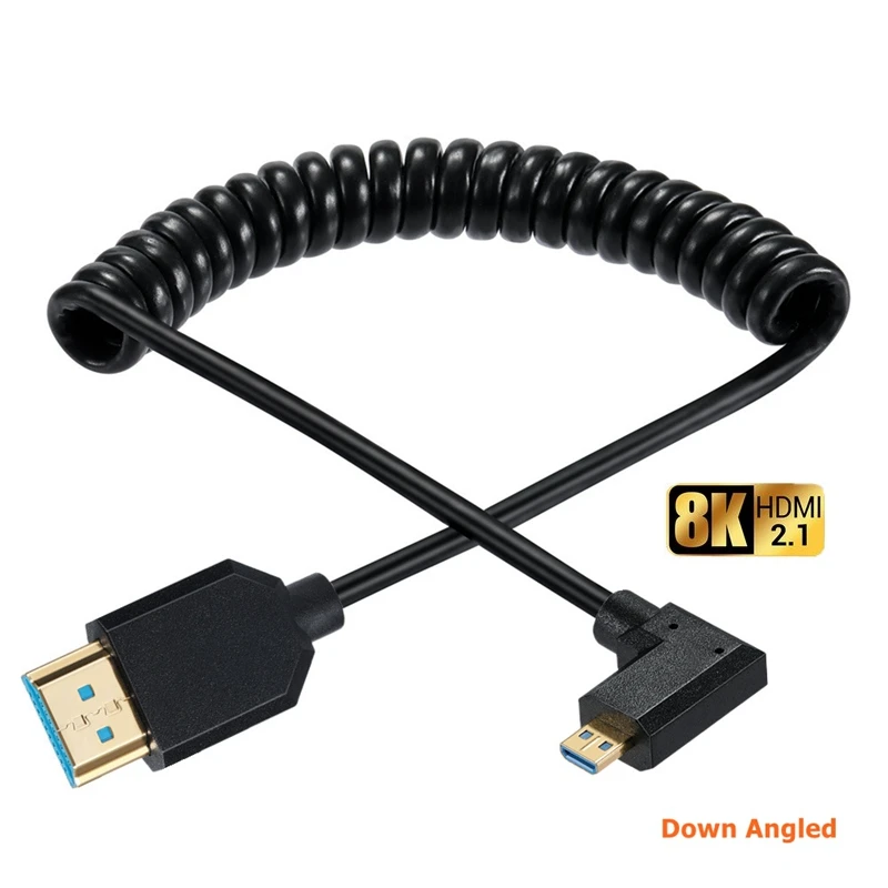 Cable adaptador 3D 8K 4k Spring Micro HDMI, convertidor de código HDMI chapado en oro para PC, LCD, XBox, tableta, Monitor de proyector - imagen 4