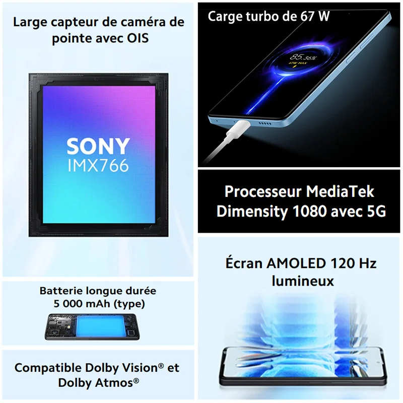 Xiaomi-SmartPhone Redmi Note 12 5G, NFC,6GB/128GB, 6,67 "amoed FHD +, 120Hz,Snapdragon® 4, 33W de carga rápida, 5000 mAh, edición Global