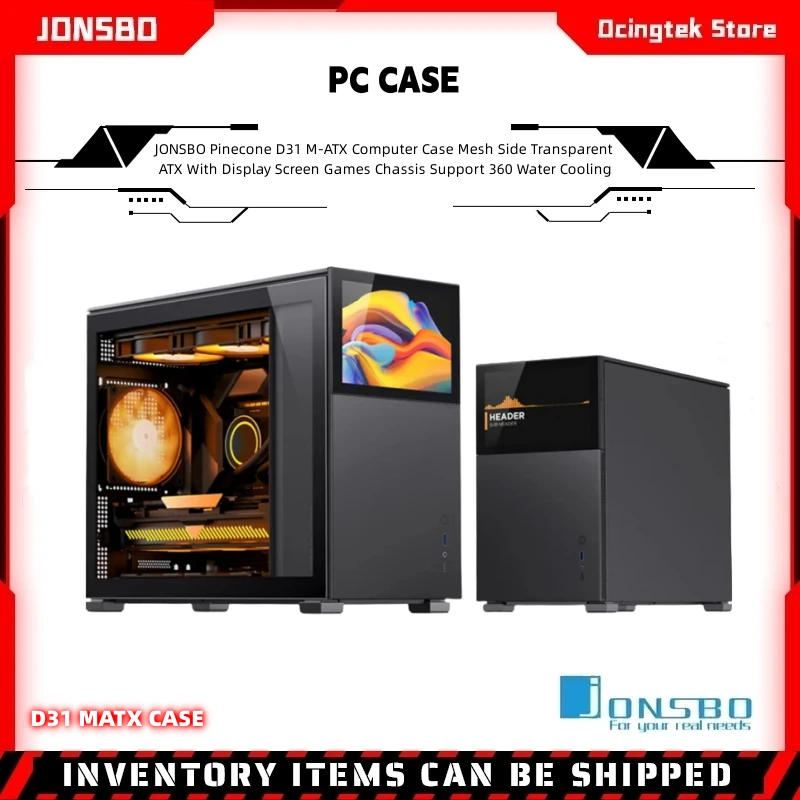 Jonsbo Pinecone D31 Case MATX ITX DTX Subpantalla translucidez pequeña de videojuegos compatible con ATX Power 360 chasis de escape en frío